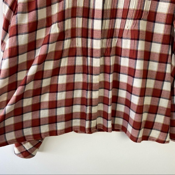 Current Elliott Womens The Lucy Red Plaid Button Up Shirt Long Sleeve S Small - Picture 3 of 8